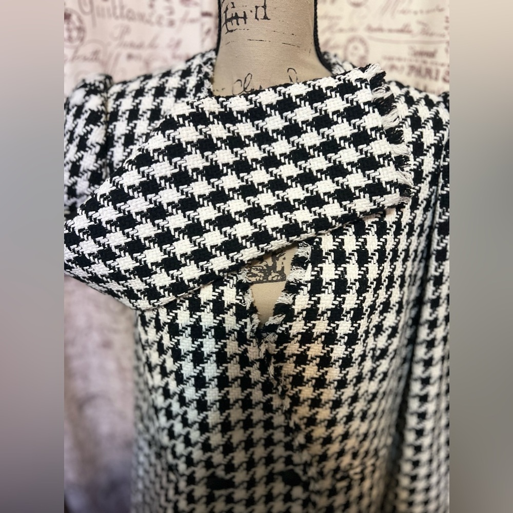 NWT Express Houndstooth double breasted tweed blazer black and white sz Large - Picture 9 of 17